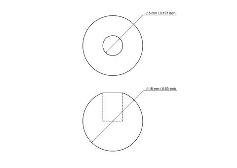 15 mm bērza koka tapas vāciņš ar 5 mm caurumu