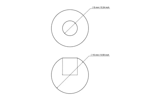 15 mm bērza koka tapas vāciņš ar 6 mm caurumu