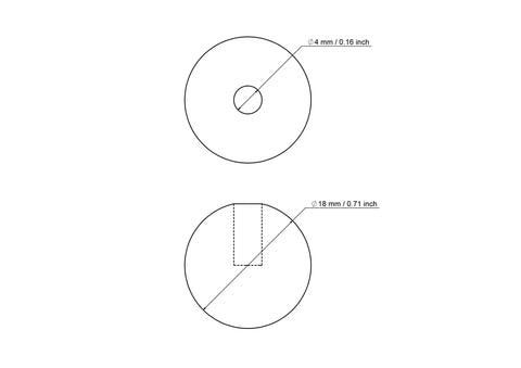 18 mm beržo medienos kaištelio gaubtelis su 4 mm skyle