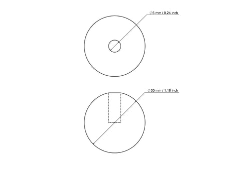 30 mm beržinis kaištelio gaubtelis su 6 mm skylute