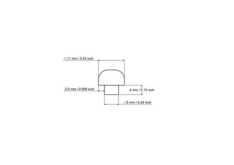 Rysunek techniczny drewnianego kołka grzybkowego z brzozy 6 x 4 mm