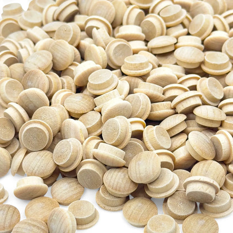 pile of 12 mm birch mushroom button plugs