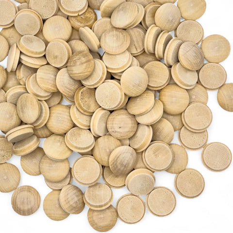 pile of 14 mm birch mushroom button plugs