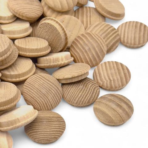 pile of 14 mm ash mushroom button plugs