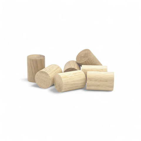 stacked 20 × 28 mm oak wood cylinders
