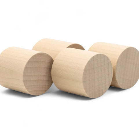 four 60 × 40 mm wooden cylinders