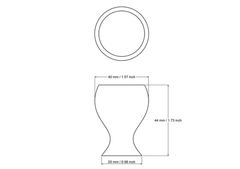 technical drawing of 40 mm wooden vase