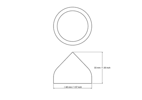 Rysunek techniczny drewnianego zakończenia kopułkowego 40 mm