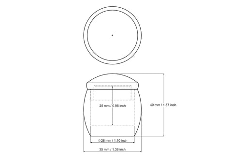Берёзовая круглая шкатулка BARRE ROUND - чертёж 35 x 40 мм