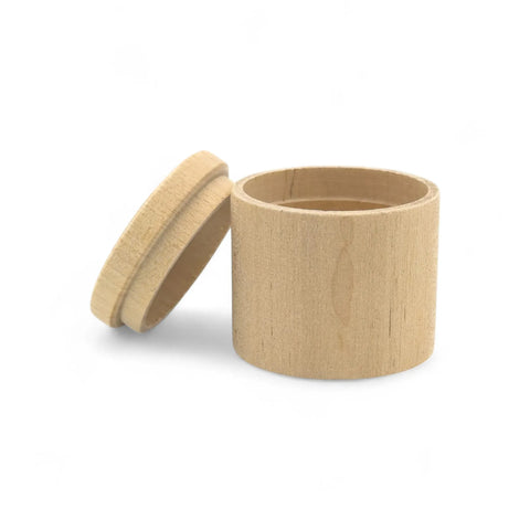 50 x 47 mm apvali tekinta medinė smulkmenų dėžutė su dangteliu