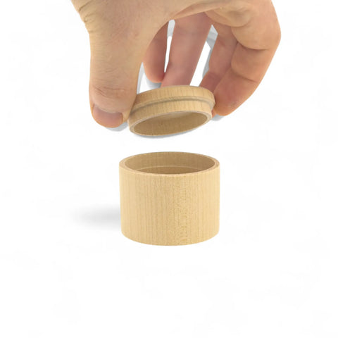 50 x 42 mm round turned wooden trinket box with lid