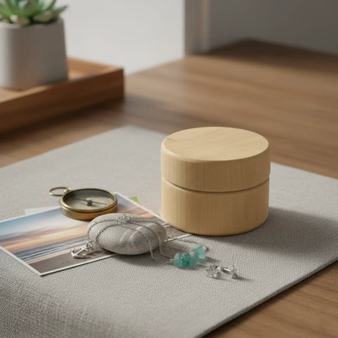väike puidust ehtekarp kasutatud kui ehtekarp - 50 x 37 mm
