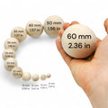 sizes of sanded birch wood balls