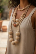 Necklaces made from assorted turned wooden beads