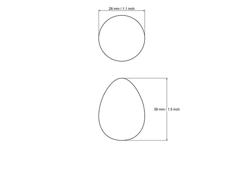 Technical drawing of 28 mm turned wood quail egg
