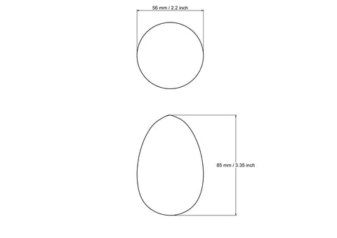 Rysunek techniczny drewnianego jajka kurzego 56 mm