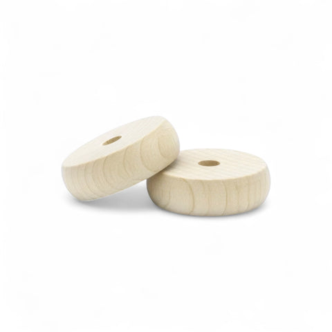 Tuvplāns 30 mm koka rotaļlietu riteņi parādot koksnes graudus