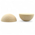 Close-up of 60 mm split wooden balls showing wood grain