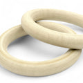 Close-up of 60 mm wooden craft toss ring showing wood grain
